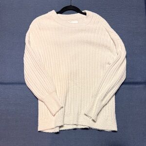 Aerie Cream Ribbed Crew Neck Sweater